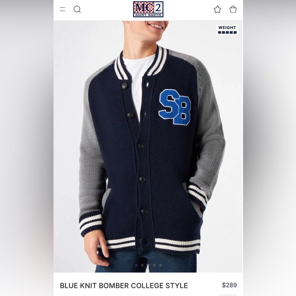 MC2 Saint Barth***NavyCream Knit Cardigan***Largw $289